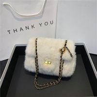 Women's Fur Solid Color Classic Style Square Lock Clasp Square Bag sku image 5