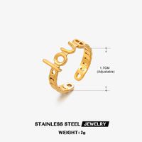 304 Stainless Steel 18K Gold Plated Modern Style Plating Love Open Rings sku image 2