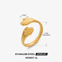 304 Stainless Steel 18K Gold Plated Casual Retro Plating Palm Open Rings sku image 2