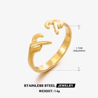 304 Stainless Steel 18K Gold Plated IG Style Plating Heart Shape Open Ring sku image 26