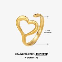 304 Stainless Steel 18K Gold Plated Simple Style Plating Heart Shape Open Ring sku image 2