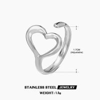304 Stainless Steel 18K Gold Plated Simple Style Plating Heart Shape Open Ring sku image 1