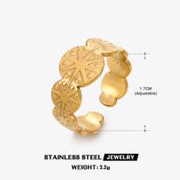 Edelstahl 304 18 Karat Vergoldet IG-Stil Überzug Stern Offener Ring sku image 2