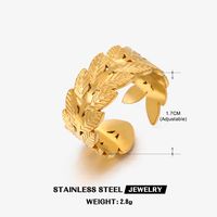 Edelstahl 304 18 Karat Vergoldet Einfacher Stil Überzug Blatt Offener Ring sku image 12