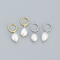 S925 Sterling Silver Irregular Freshwater Pearl Earrings Wholesale Nihaojewelry sku image 3
