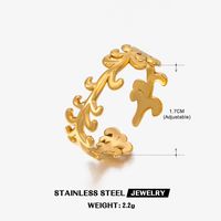 304 Stainless Steel 18K Gold Plated Simple Style Plating Leaf Open Ring sku image 14