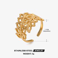 Edelstahl 304 18 Karat Vergoldet Einfacher Stil Überzug Blatt Offener Ring sku image 17
