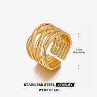Edelstahl 304 18 Karat Vergoldet Klassischer Stil Überzug Einfarbig Offener Ring sku image 2