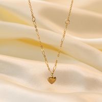 304 Stainless Steel 18K Gold Plated Simple Style Patchwork Plating Heart Shape Pendant Necklace main image 1