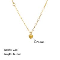 304 Stainless Steel 18K Gold Plated Simple Style Patchwork Plating Heart Shape Pendant Necklace main image 3