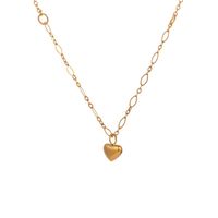 304 Stainless Steel 18K Gold Plated Simple Style Patchwork Plating Heart Shape Pendant Necklace main image 2