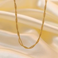 304 Stainless Steel 18K Gold Plated Simple Style Layered Plating Solid Color Double Layer Necklaces main image 1