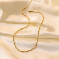 304 Stainless Steel 18K Gold Plated Simple Style Layered Plating Solid Color Double Layer Necklaces main image 5