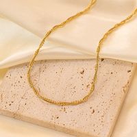 304 Stainless Steel 18K Gold Plated Simple Style Layered Plating Solid Color Double Layer Necklaces main image 4