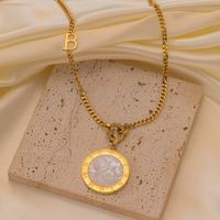 304 Stainless Steel 18K Gold Plated Vintage Style Patchwork Plating Geometric Color Block Acrylic Pendant Necklace main image 4