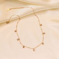 304 Stainless Steel 18K Gold Plated Vintage Style Plating Inlay Geometric Solid Color Artificial Rhinestones Necklace main image 1
