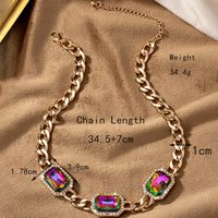Glam Lady Shiny Geometric Alloy Plating Inlay Artificial Gemstones 14k Gold Plated Women's Necklace main image 6