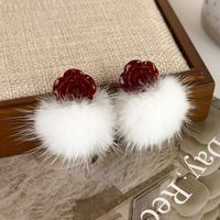 1 Pair Simple Style Classic Style Commute Flower Patchwork Resin Hairball Drop Earrings main image 9