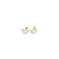 1 Pair Cute Moon Whale Enamel Plating Inlay Stainless Steel Zircon 18K Gold Plated Ear Studs main image 3