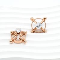 Sexy Modern Style Solid Color Stainless Steel Hollow Out Zircon Nipple Ring sku image 3