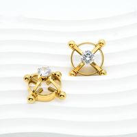 Sexy Modern Style Solid Color Stainless Steel Hollow Out Zircon Nipple Ring sku image 5
