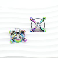 Sexy Modern Style Solid Color Stainless Steel Hollow Out Zircon Nipple Ring sku image 2