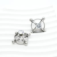 Sexy Modern Style Solid Color Stainless Steel Hollow Out Zircon Nipple Ring sku image 1