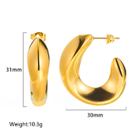 1 Pair Vintage Style Solid Color Irregular Plating Stainless Steel 18k Gold Plated Ear Studs main image 6