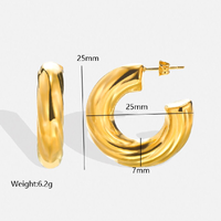 1 Pair Vintage Style Solid Color Irregular Plating Stainless Steel 18k Gold Plated Ear Studs main image 8