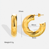 1 Pair Vintage Style Solid Color Irregular Plating Stainless Steel 18k Gold Plated Ear Studs main image 10