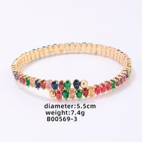 Simple Style Color Block Copper Plating Inlay Zircon Bangle sku image 3