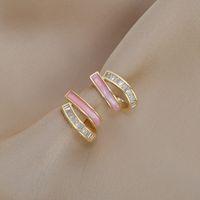 1 Pair Simple Style Square Plating Inlay Sterling Silver Zircon Gold Plated Silver Plated Ear Studs main image 2