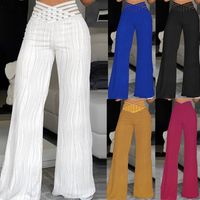Women's Daily Street Casual Solid Color Full Length Hollow Out Flared Pants main image 1