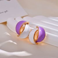 1 Pair Simple Style Color Block Plating Alloy Ear Studs sku image 2