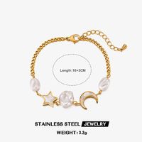 IG Style Star Moon Butterfly 304 Stainless Steel Artificial Pearls Shell Bracelets In Bulk sku image 3