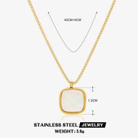 304 Stainless Steel 18K Gold Plated IG Style Plating Inlay Geometric Natural Stone Opal Shell Pendant Necklace sku image 2