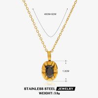 304 Stainless Steel 18K Gold Plated IG Style Plating Inlay Geometric Natural Stone Opal Shell Pendant Necklace sku image 4