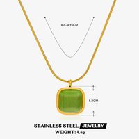 304 Stainless Steel 18K Gold Plated IG Style Plating Inlay Geometric Natural Stone Opal Shell Pendant Necklace sku image 3