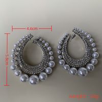 Wholesale Jewelry Vintage Style Luxurious French Style Geometric Imitation Pearl Alloy Acrylic Rhinestones Silver Plated Plating Inlay Earrings main image 2
