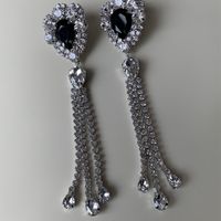 1 Pair Elegant Luxurious Geometric Plating Inlay Alloy Rhinestone Rhinestones Silver Plated Drop Earrings sku image 2