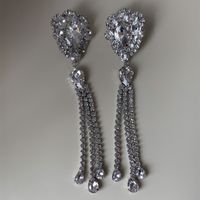 1 Pair Elegant Luxurious Geometric Plating Inlay Alloy Rhinestone Rhinestones Silver Plated Drop Earrings main image 5