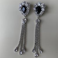 1 Pair Elegant Luxurious Geometric Plating Inlay Alloy Rhinestone Rhinestones Silver Plated Drop Earrings main image 9