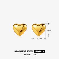 1 Pair Casual Simple Style Heart Shape Plating 304 Stainless Steel 18K Gold Plated Ear Studs sku image 2