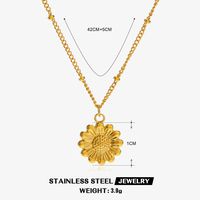 304 Stainless Steel 18K Gold Plated Lady Plating Flower Pendant Necklace sku image 1