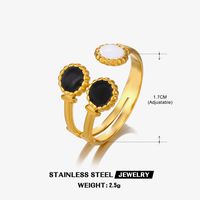 304 Stainless Steel 18K Gold Plated Retro Novelty Enamel Round Star Heart Shape Resin Rings sku image 2