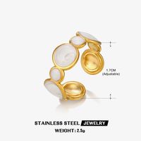 304 Stainless Steel 18K Gold Plated Retro Novelty Enamel Round Star Heart Shape Resin Rings sku image 13