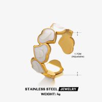304 Stainless Steel 18K Gold Plated Retro Novelty Enamel Round Star Heart Shape Resin Rings sku image 3