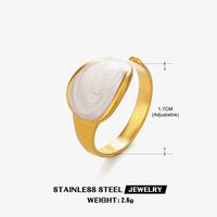 304 Stainless Steel 18K Gold Plated Retro Novelty Enamel Round Star Heart Shape Resin Rings sku image 1