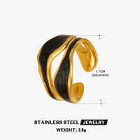 304 Stainless Steel 18K Gold Plated Streetwear Enamel Plating Irregular Resin Open Rings sku image 1
