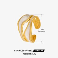 304 Stainless Steel 18K Gold Plated Retro Novelty Enamel Round Star Heart Shape Resin Rings sku image 5